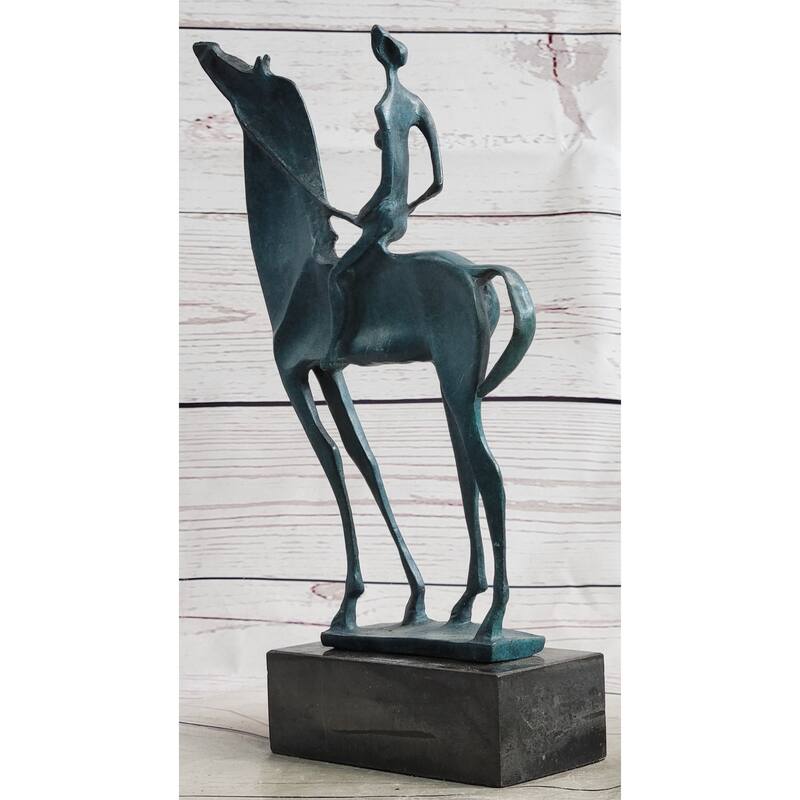 Salvador Dali Abstract Modern Artwork Woman On Imitative Horse Bronze Sculpture Statue