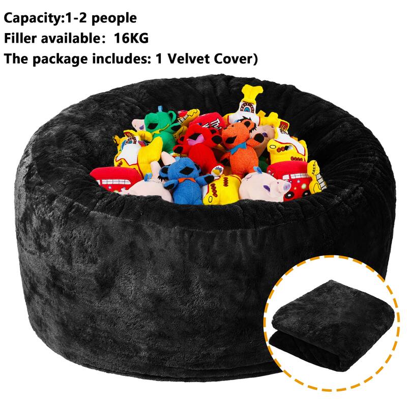 Storage Bean Bag Chair Cover (No Filler) for Kids and Adults, Soft Stuffable Bean Bag for Organizing Children Plush Toys