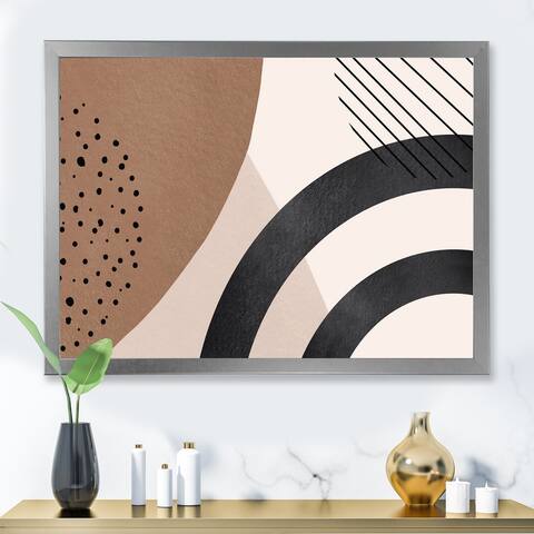 Designart "Abstract Shapes in Terracotta and Ivory Shapes III" Modern Framed Art Print