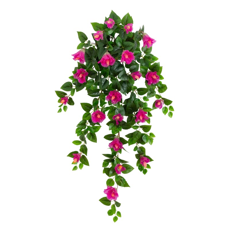 41-in UV Resistant Artificial Hibiscus Hanging Plant - Set of 2