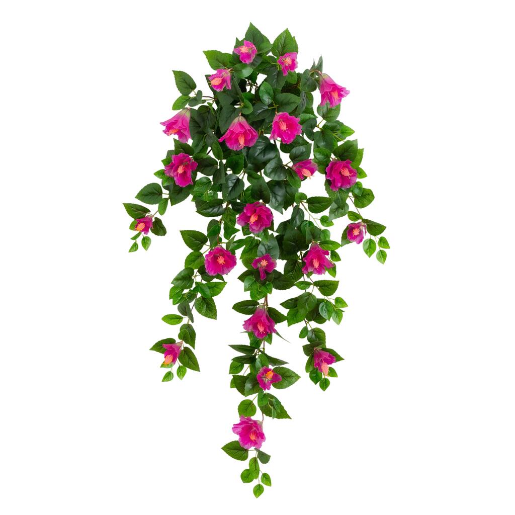 41-in UV Resistant Artificial Hibiscus Hanging Plant - Set of 2