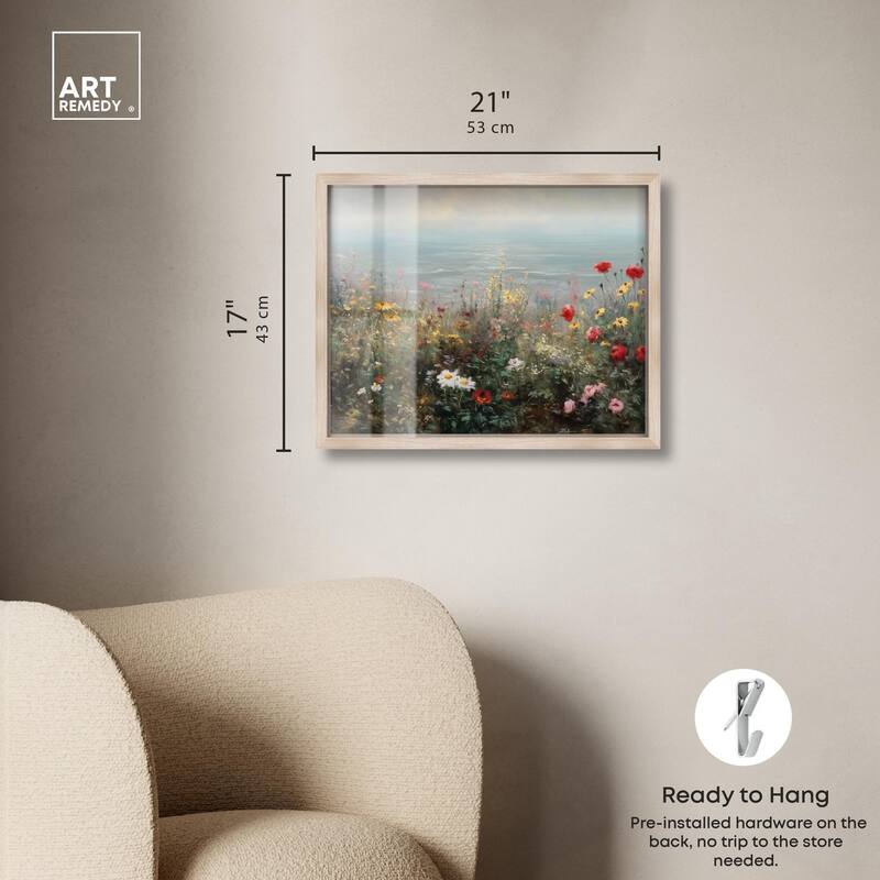 Misty Ocean Field I Shadowbox by Art Remedy