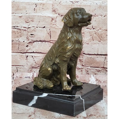 Sitting Retriever Bronze Sculpture - Golden Retriever Labrador Imitative Dog Art