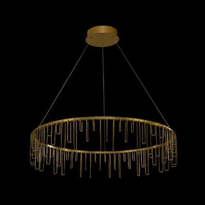 Lucerna 32" LED Chandelier in Stainless Steel Gold