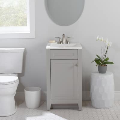 Spring Mill Cabinets Wyre 18" 1-Door Bathroom Vanity With White Sink Top