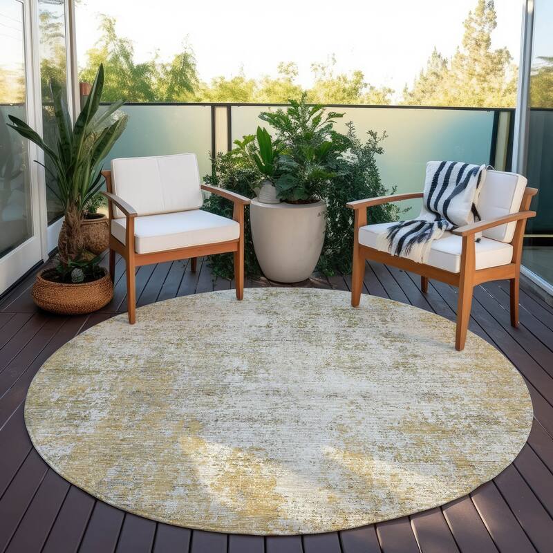 Machine Washable Indoor/ Outdoor Chantille Rug - Wheat - 8' x 8'