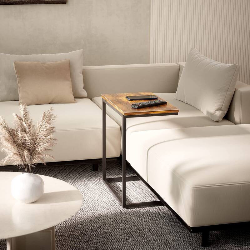 C Shaped End Table 27 inches High, Side Table for Couch Slide Under, C Table Sofa Side End Table for Living Room