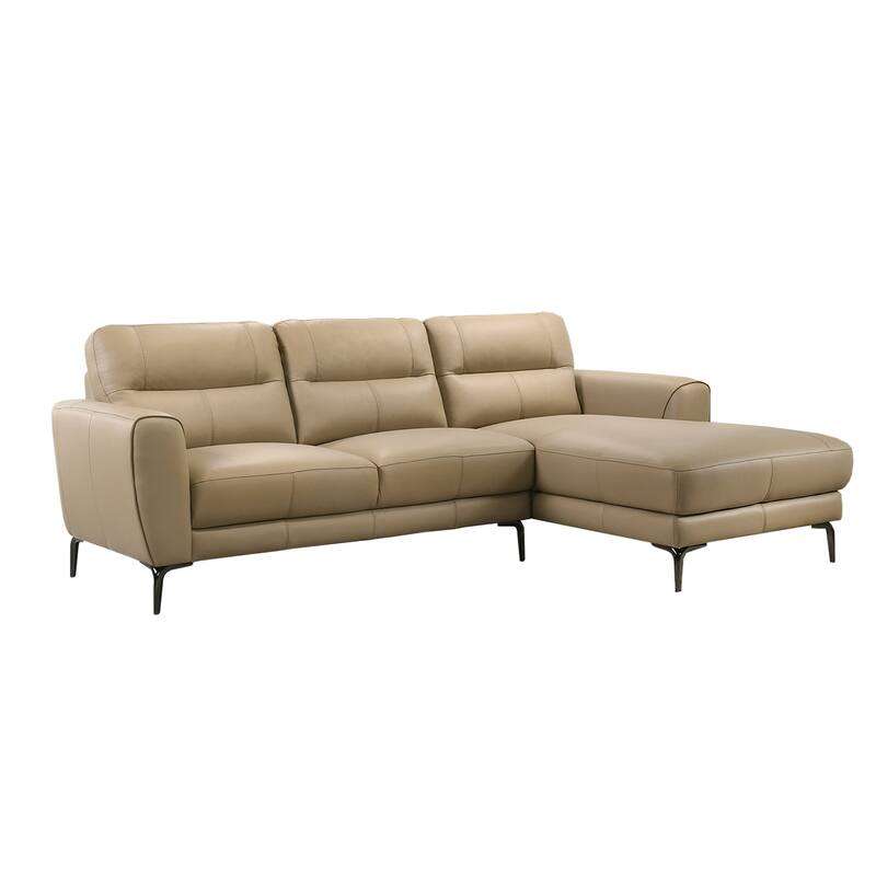 2 Piece Faux Leather Sectional Set with Metal Legs - Taupe
