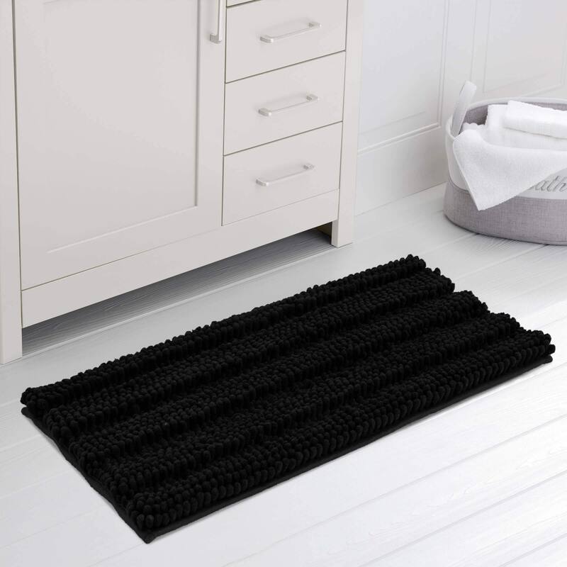 Subrtex Super Soft Absorbent Braided Bathroom Mats Chenille Bath Rugs