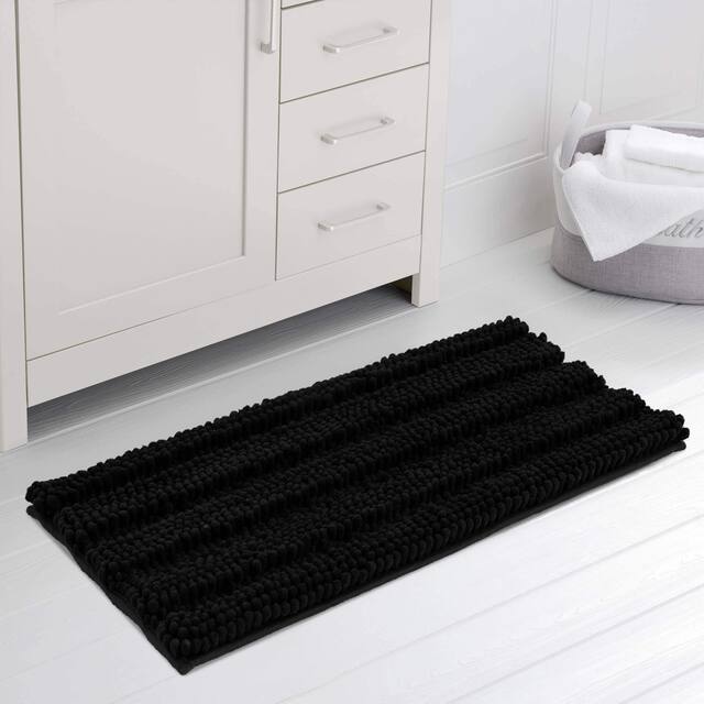 Subrtex Super Soft Absorbent Braided Bathroom Mats Chenille Bath Rugs