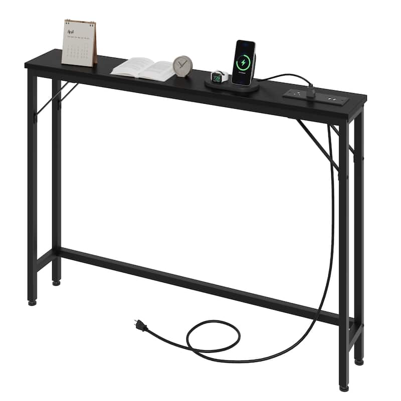 5.9" Narrow Sofa Table, Skinny Console Table with Storage