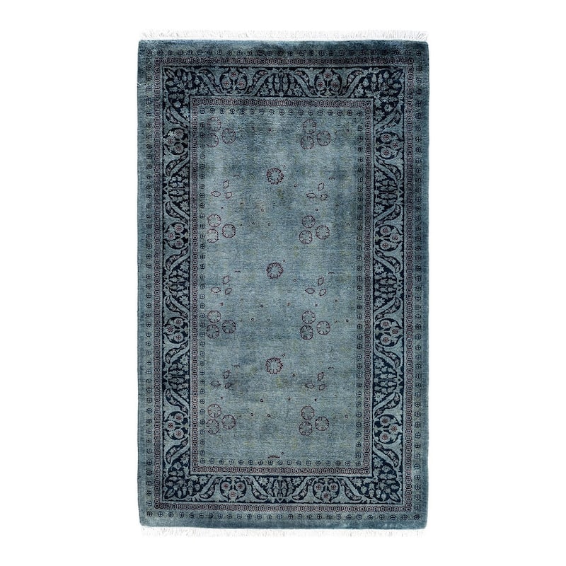 Fine Vibrance One-of-a-Kind Hand-Knotted Area Rug - Gray, 3' 2" x 5' 3" - 3' 2" x 5' 3"