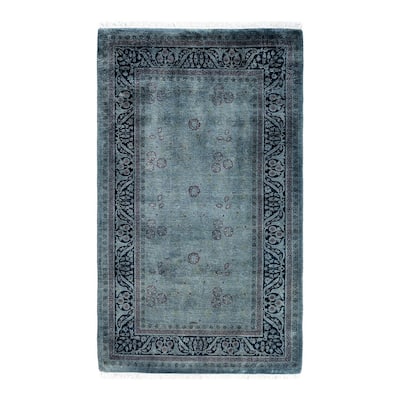 Fine Vibrance One-of-a-Kind Hand-Knotted Area Rug - Gray, 3' 2" x 5' 3" - 3' 2" x 5' 3"