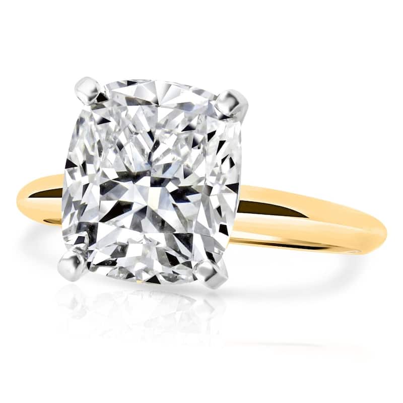 5Ct Two Tone Certified Lab Grown Cushion Diamond Engagement Ring
