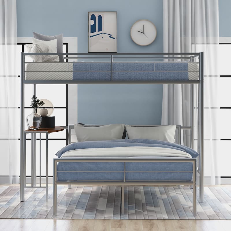 Twin Over Full Metal Bunk Bed with Desk