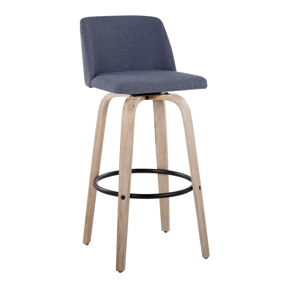 The Gray Barn Vallberga 30" Fixed-Height Bar Stool with White Washed Wood Base (Set of 2)