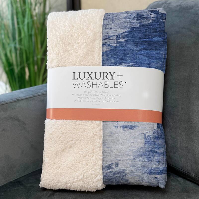 Premium Machine Washable Abstract Modern Sherpa Throw Blanket