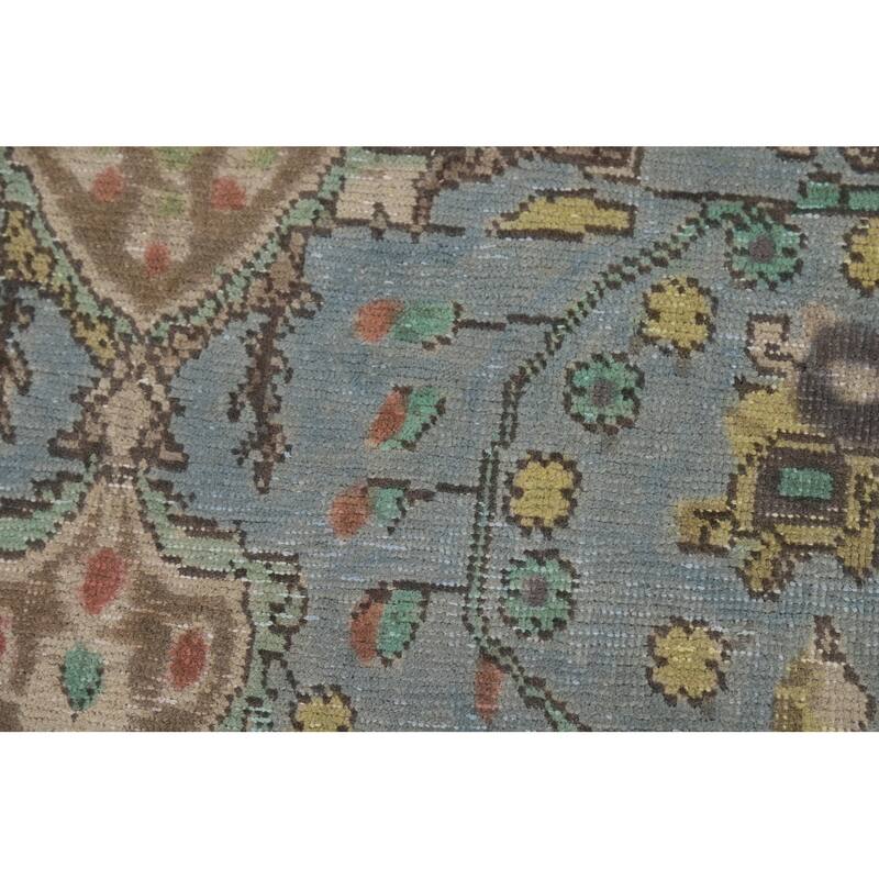 Light Blue Floral Tabriz Persian Rug Oriental Handmade Wool Carpet - 6'7"x 9'2"