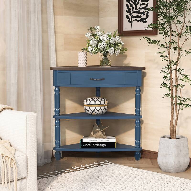 33.8 Inch Small Triangle Corner Table