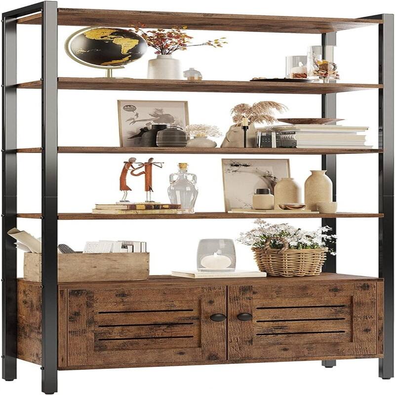 Industrial Bookshelf - 11.8"D x 27.6"W x 56.7"H - 11.8"D x 27.6"W x 56.7"H - Vintage Brown