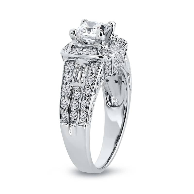 Auriya 18k Gold Vintage Art Deco 1 3/4ctw Cushion-cut Halo Diamond Engagement Ring Certified (F-G, SI1-SI2)