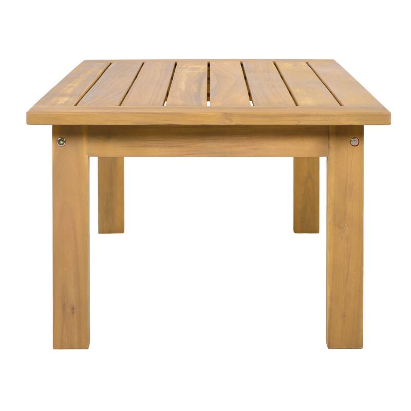 Christopher Knight Home - Outdoor 2-Piece Acacia Wood Patio Chat Set with High-Density Cushioned Loveseat & Coffee Table