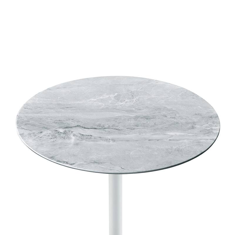 Round End Table with Marble Textured Top
