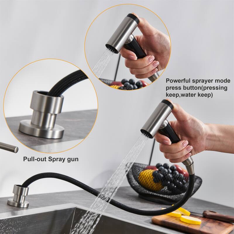 Clihome Morden Stainless Kitchen Bridge Faucet with Sprayer