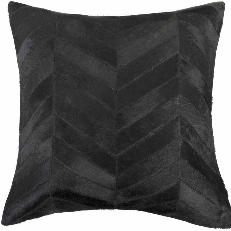 18" Black Cowhide Throw Pillow