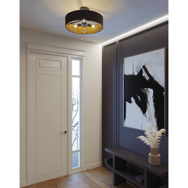 AFX CLNP24MB Pendant 3 Light 24" Wide Crystal Pendant with Fabric