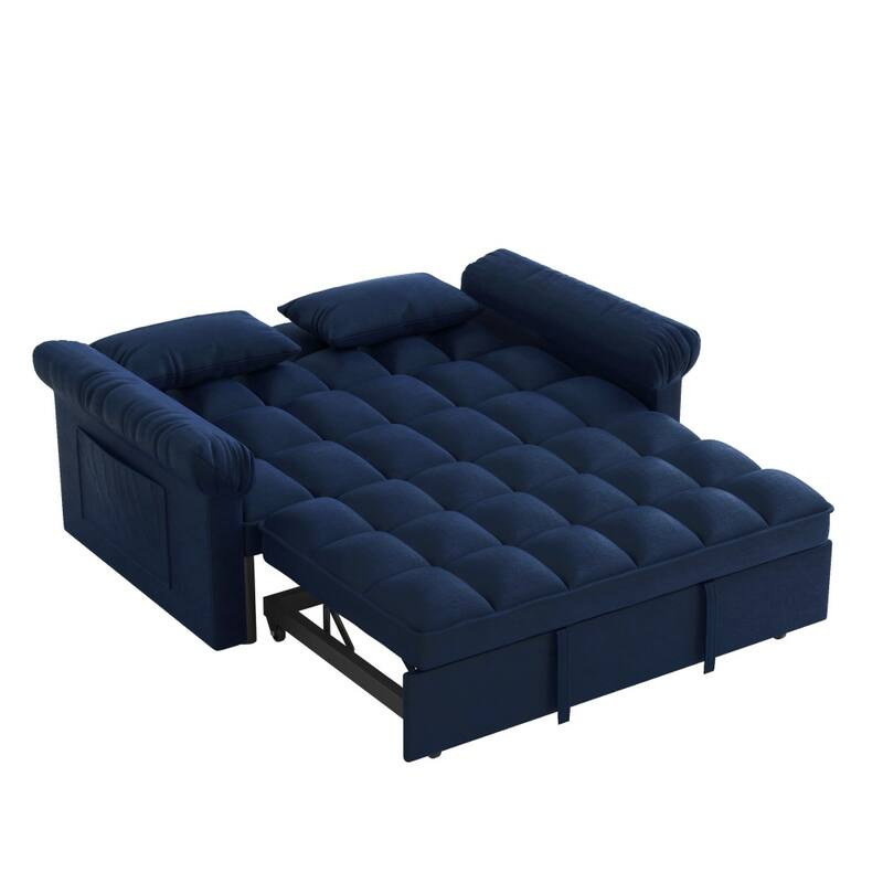 56" Convertible Loveseat Sofa Bed with Adjustable Backrest and Pull-out Bed