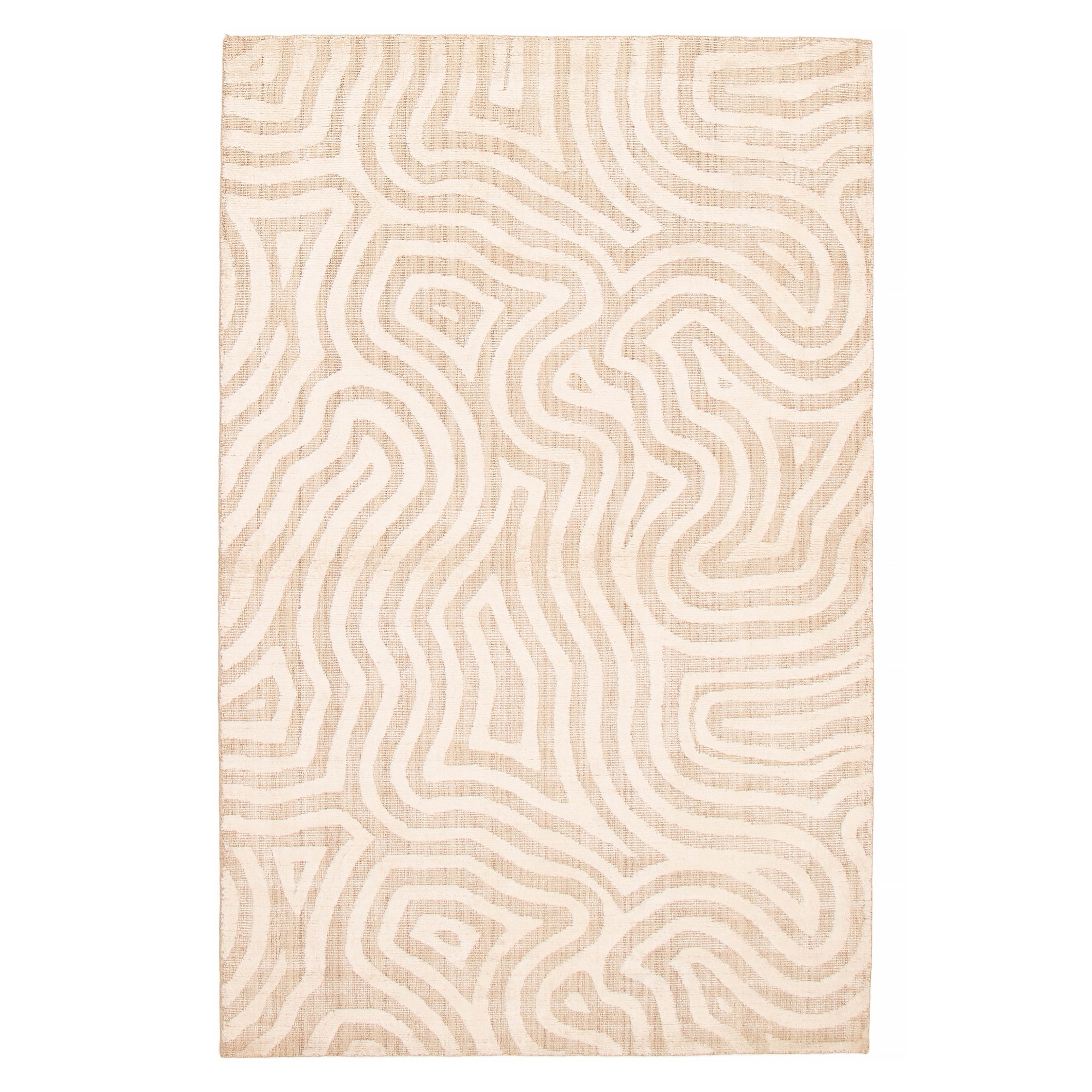ECARPETGALLERY Hand-knotted Tangier Cream Viscose, Wool Rug - 5'1 x 8'0