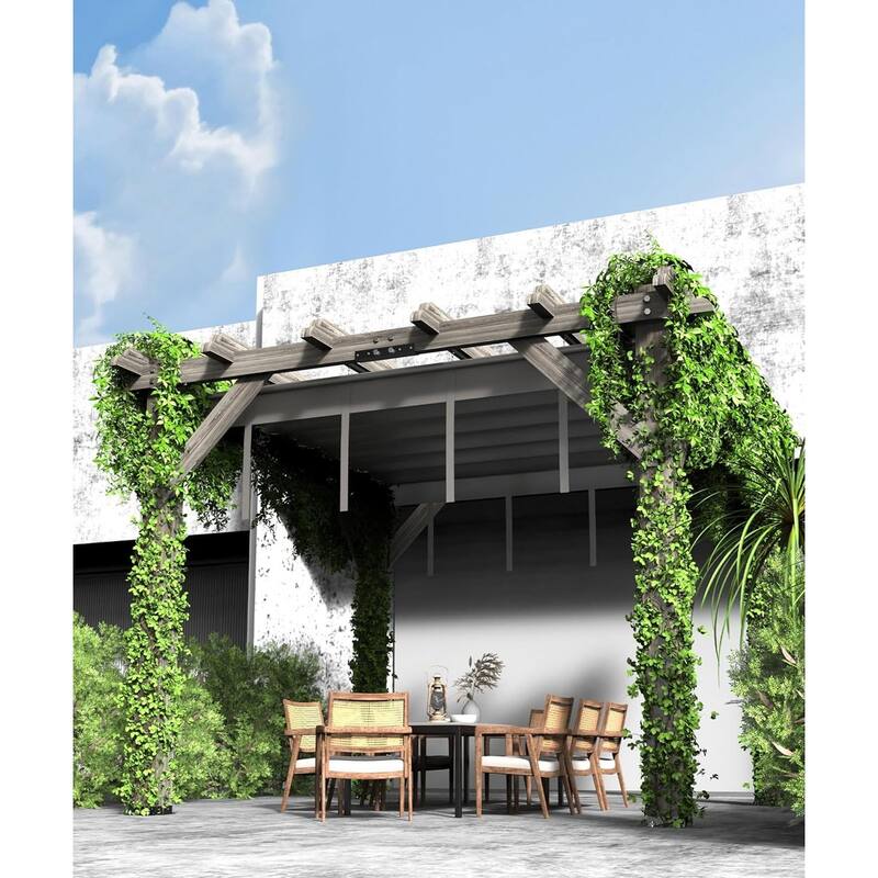 Cedar Wood Pergola with Solid Structure, for Backyard, Deck, Garden, Outdoor Entertaining