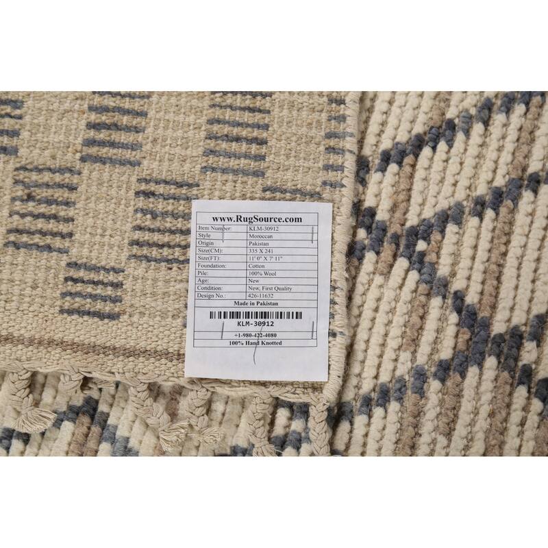 Trellis Moroccan Oriental Area Rug Handmade Checkered Wool Carpet - 7'11"x 11'0"