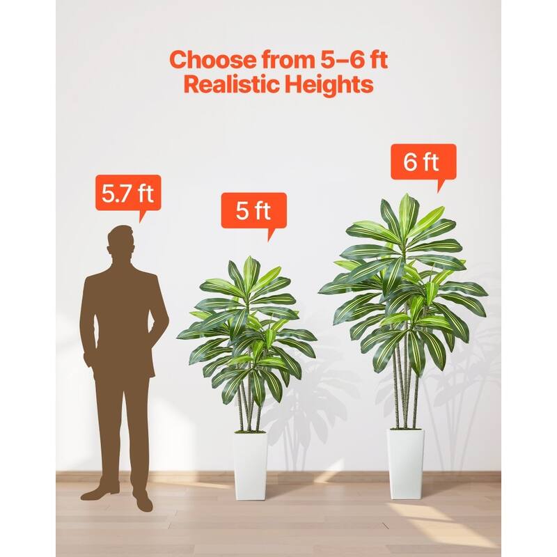 Realistic Artificial Dracaena Tree with Moss Planter and Lifelike PE Leaves for Indoor Home Decor