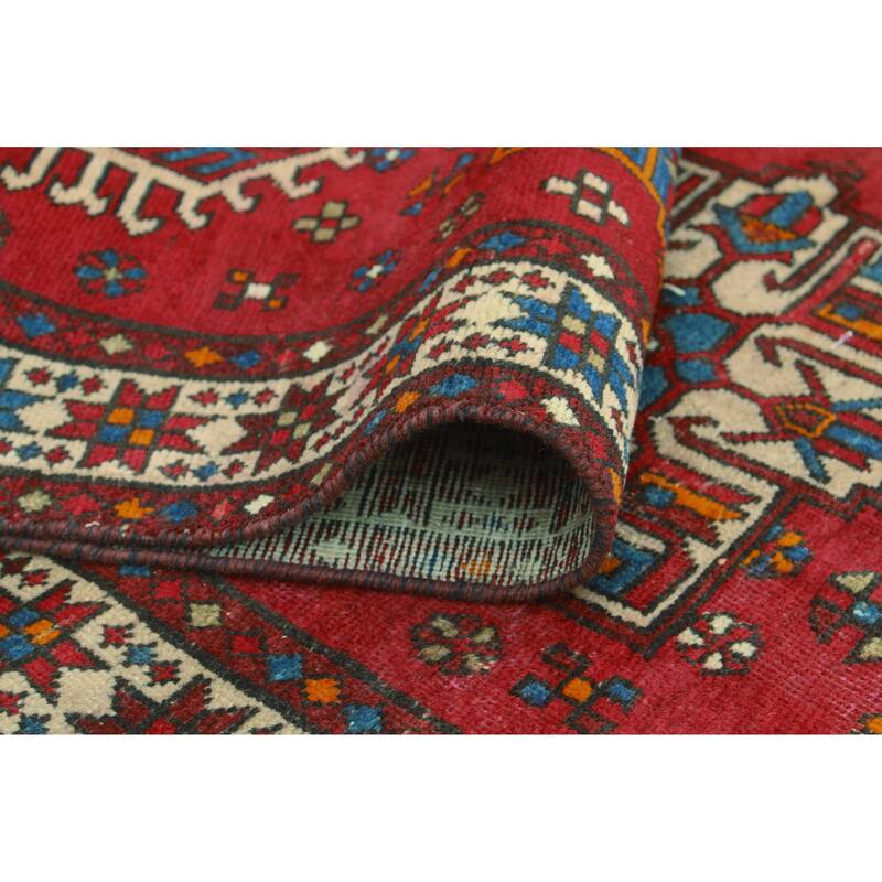 Fine Vintage Distressed Houda Red/Beige Runner - 3'1" x 10'9"
