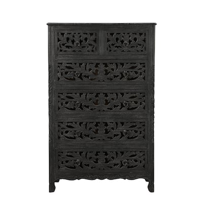 Florence Floral Carved Wood 6-Drawer Chest
