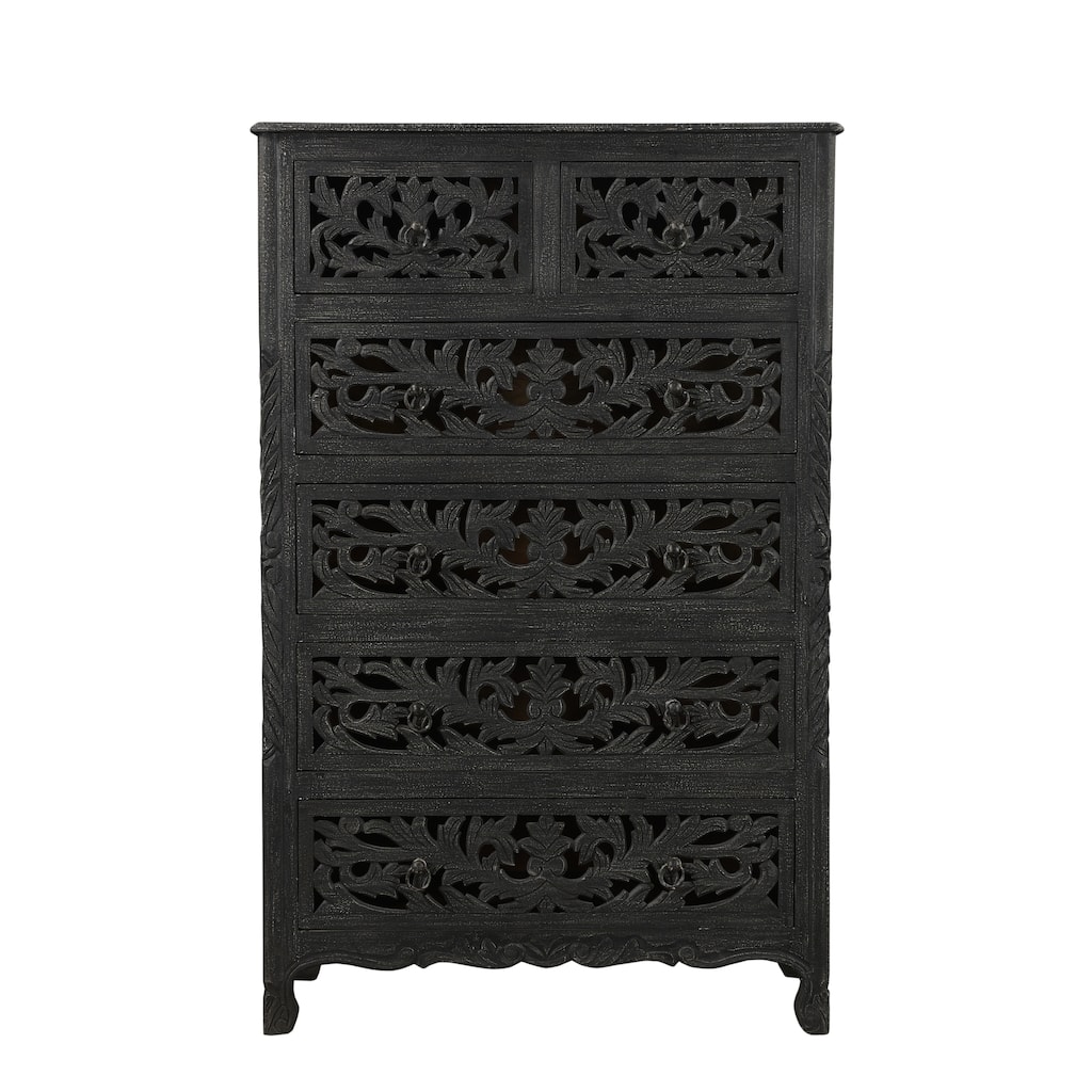 Florence Floral Carved Wood 6-Drawer Chest