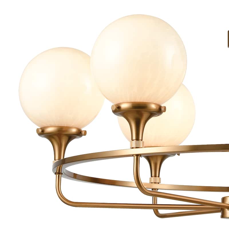 Beverly Hills 30-inch Wide 6-Light Chandelier in Satin Brass