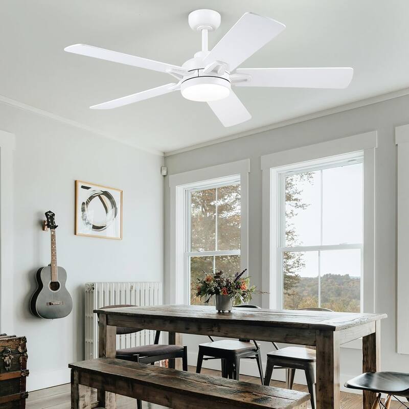 46" Indoor and Outdoor Ceiling Fan with Light Modern Ceiling Fan ,Remote and APP Conrol - 52 Inches - White