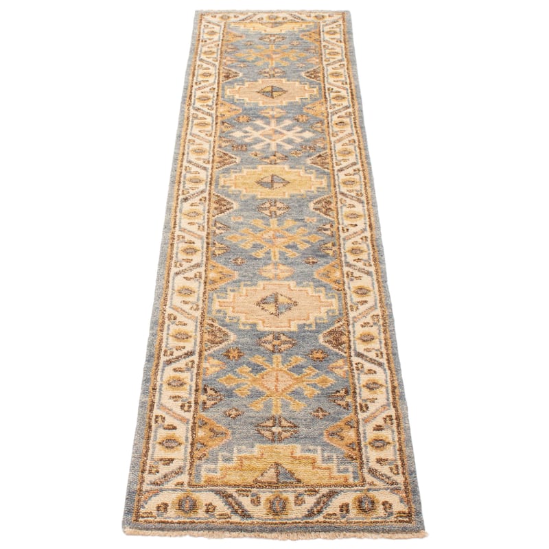 ECARPETGALLERY Hand-knotted Jules Serapi Sky Blue Wool Rug - 2'7 x 9'10