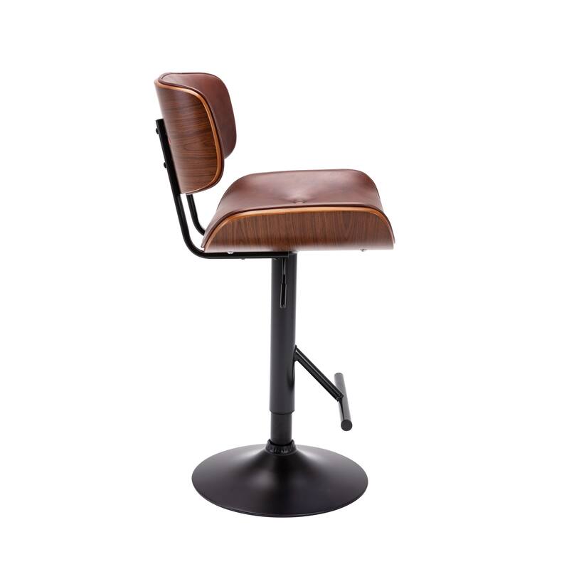 Porthos Home Cian Swivel Height Adjustable Faux Leather Mid-Century Bar Stool