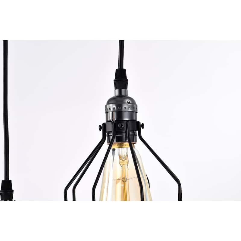 Malai Farmhouse Kitchen Island Chandelier Wood Grain Finish Metal Matte Black Lighting - Matte Black and Wood Grain