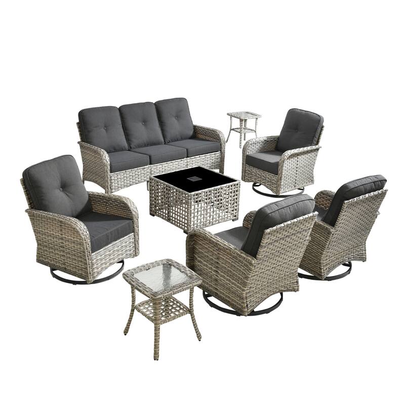 OVIOS 8-piece Patio Wicker Conversation Furniture Set