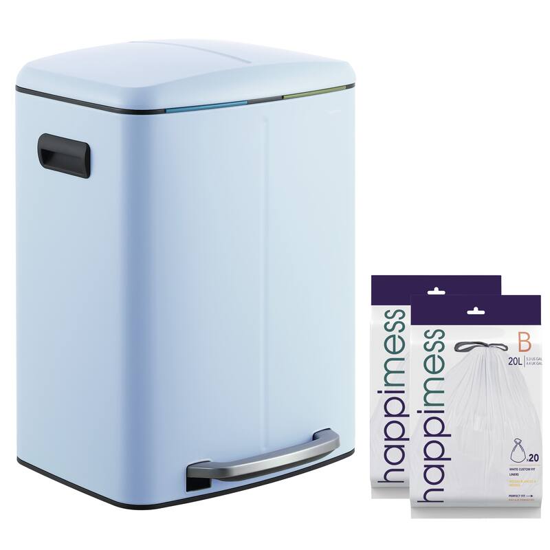 happimess 10.6-Gallon Double Bucket Trash Can with Soft Close Lid