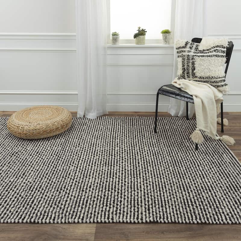 Alora Decor Kerala Black Geometric Hand-woven Jute Rug