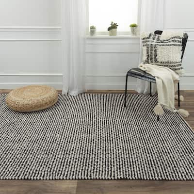 Alora Decor Kerala Black Geometric Hand-woven Jute Rug