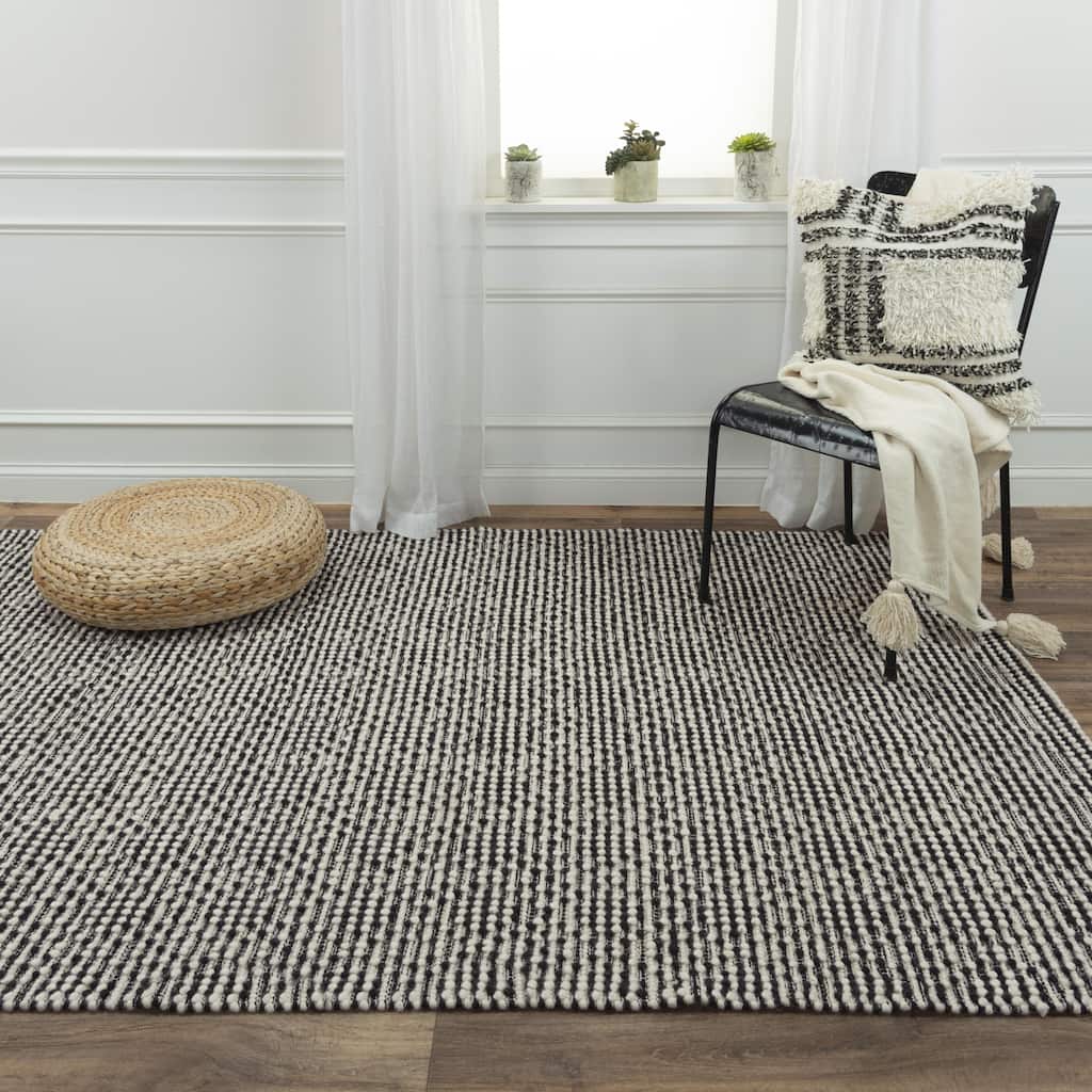 Alora Decor Kerala Black Geometric Hand-woven Jute Rug