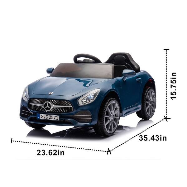 dimension image slide 1 of 4, Kids 12V Mercedes-Benz Ride-On Car with Parental Remote Control, USB, Bluetooth, Adjustable Speeds, Ages 2-4
