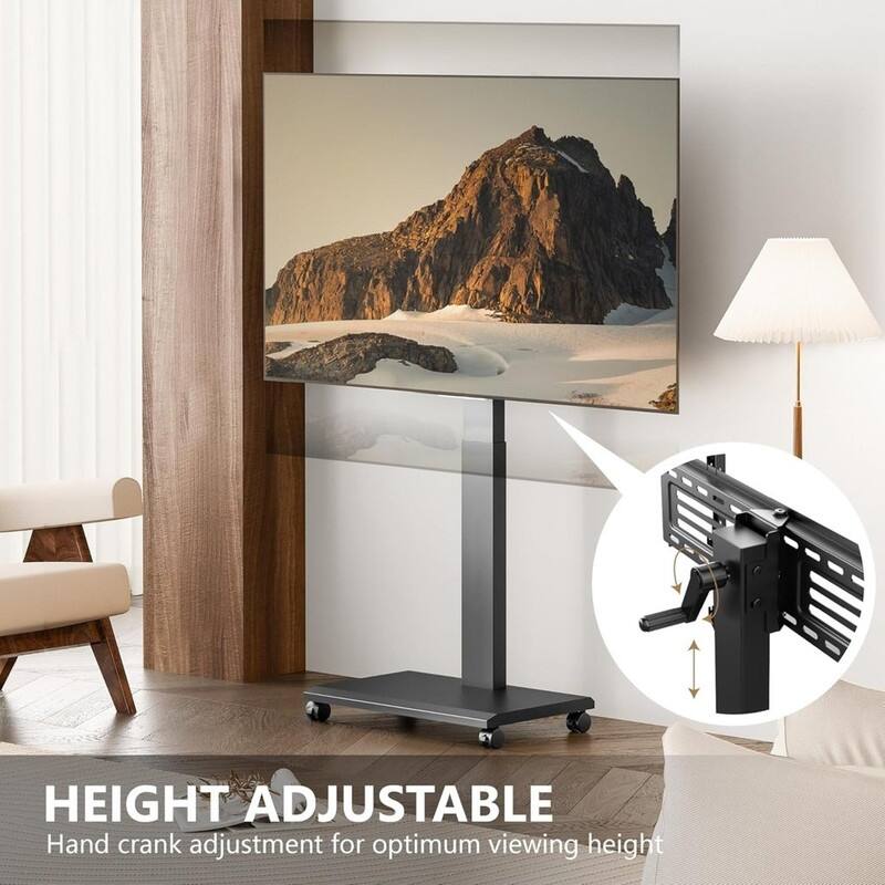 Hand Crank Lift TV Stand with Wheels